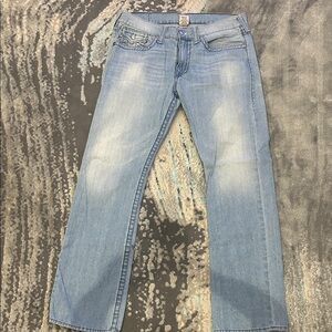 True Religion Men's Light Blue Straight Jeans